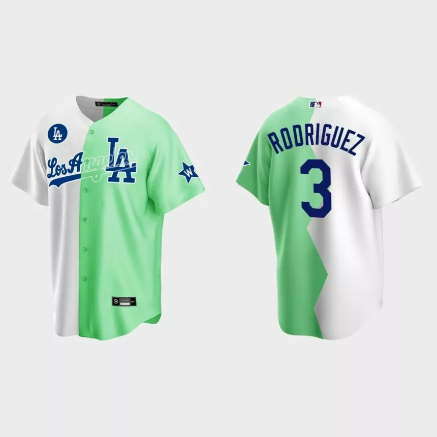 Guillermo Rodriguez Los Angeles Dodgers 2022 Celebrity Softball Game Split Jersey – White Green