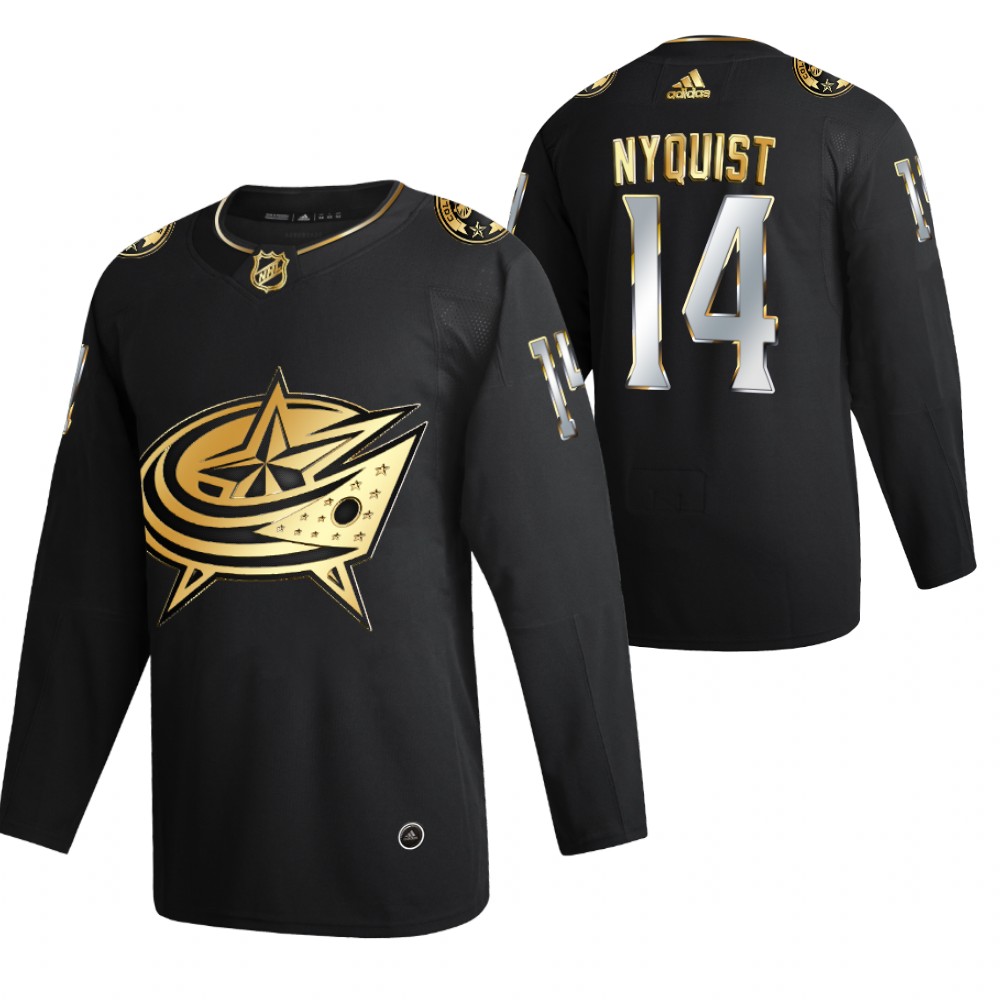 Gustav Nyquist Columbus Blue Jackets Black 2021 Golden Edition Jersey Limited Authentic
