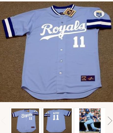 HAL McRAE Kansas City Royals 1985 Majestic Cooperstown Away Baseball Jersey