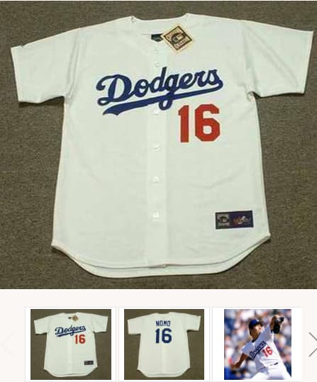 HIDEO NOMO Los Angeles Dodgers 1995 Home Majestic Throwback Baseball Jersey