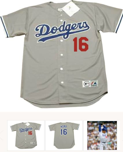 HIDEO NOMO Los Angeles Dodgers 1995 Majestic Throwback Away Baseball Jersey