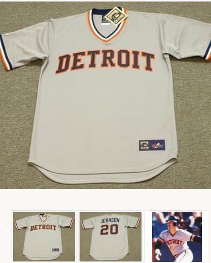 HOWARD JOHNSON Detroit Tigers 1984 Majestic Cooperstown Throwback Away Baseball Jersey