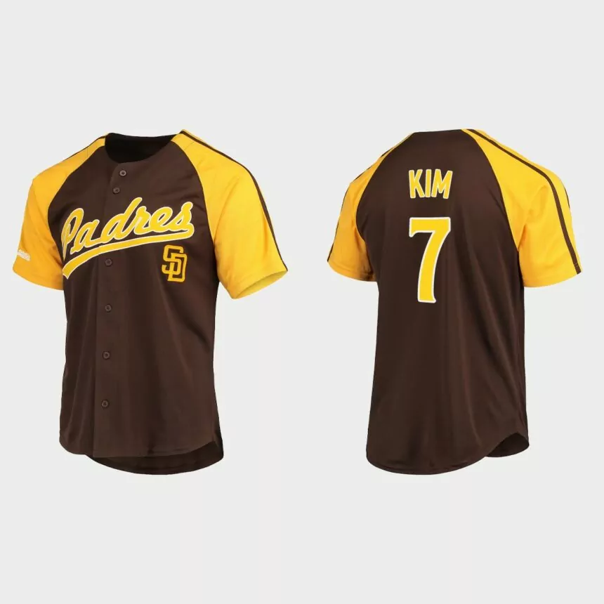 Ha-Seong Kim San Diego Padres Replica Button-Down Raglan Jersey – Brown