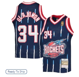 Hakeem Olajuwon Houston Rockets Mitchell & Ness Youth 1996-97 Hardwood Classics Swingman Jersey - Navy