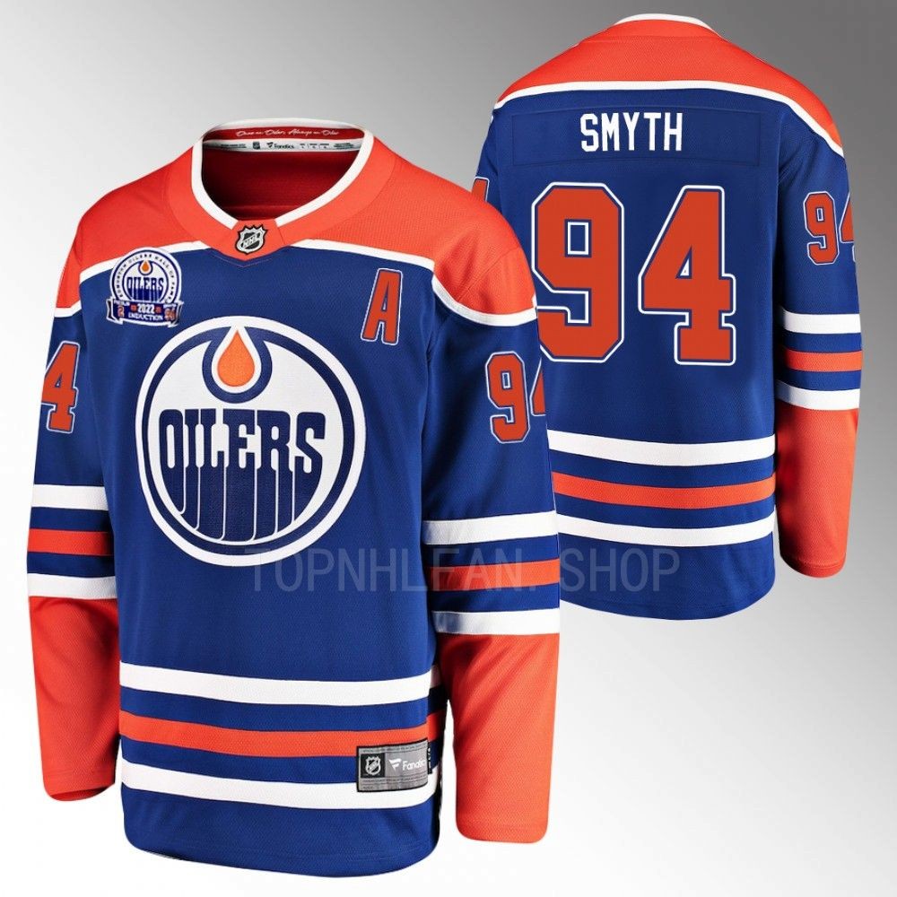 Hall of Fame patch Edmonton Oilers Ryan Smyth 2022 Royal Home Jersey men's