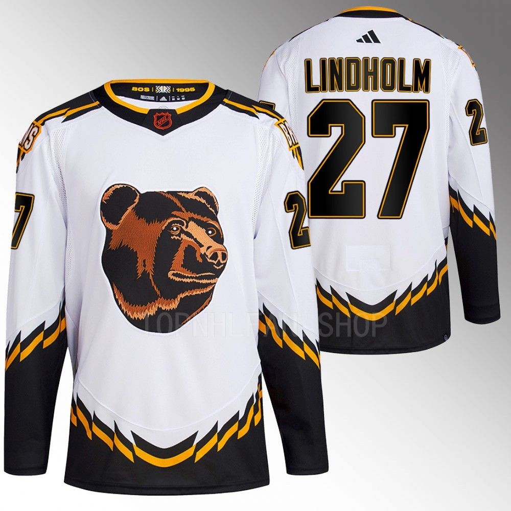 Hampus Lindholm 2022 Boston Bruins White Reverse Retro 2.0 Authentic Primegreen Jersey Stitched