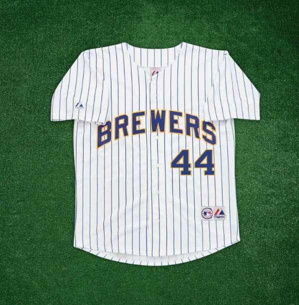 Hank Aaron Milwaukee Brewers Men's Home White Jersey