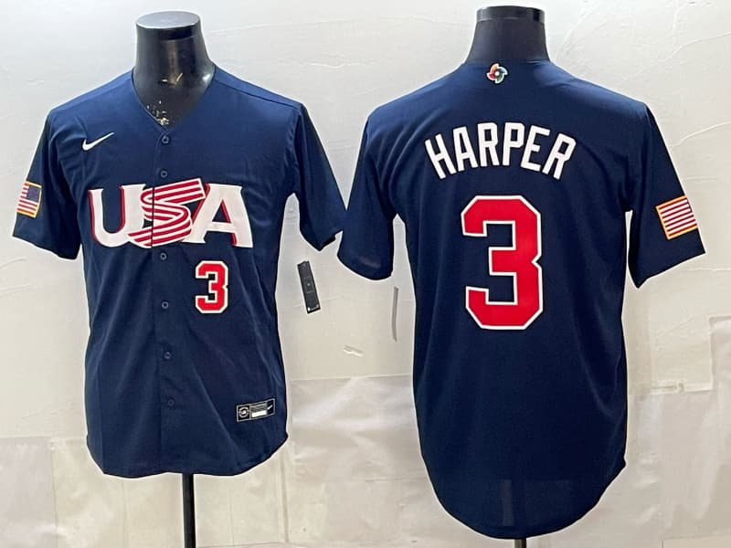 Harper 2026 Wbc Jersey From China Online  Affordable  USA #3  Bryce Harper Jersey