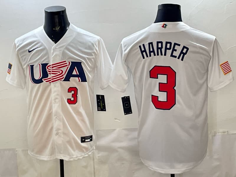 Harper 2026 Wbc Jersey From China Online  Affordable USA #3 Bryce Harper   Jersey