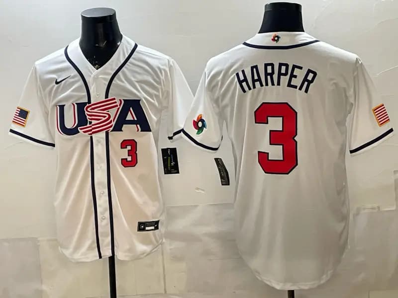 Harper 2026 Wbc Jersey From China Online Affordable USA #3 Bryce Harper  Jersey