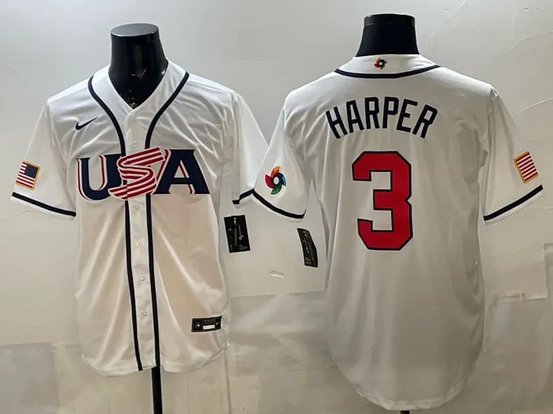 Harper 2026 Wbc Jersey From China Online Affordable USA #3 Bryce Harper Jersey