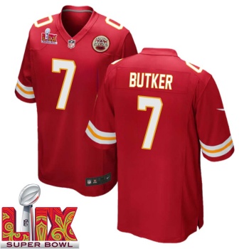 Harrison Butker No 7 Men Super Bowl LIX Kansas City Chiefs Home Game 2025 Jersey- Replica