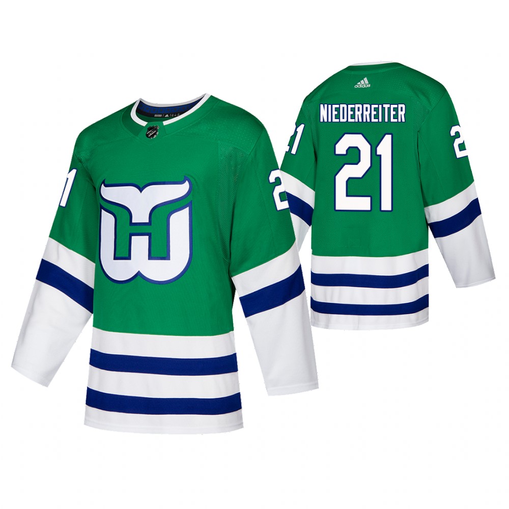Hartford Whalers Nino Niederreiter Green Authentic Heritage Jersey