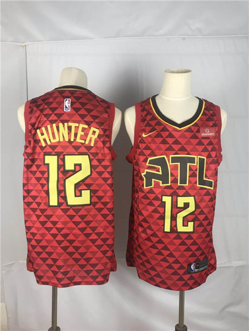Hawks 12 De'Andre Hunter Red Nike Swingman Jersey