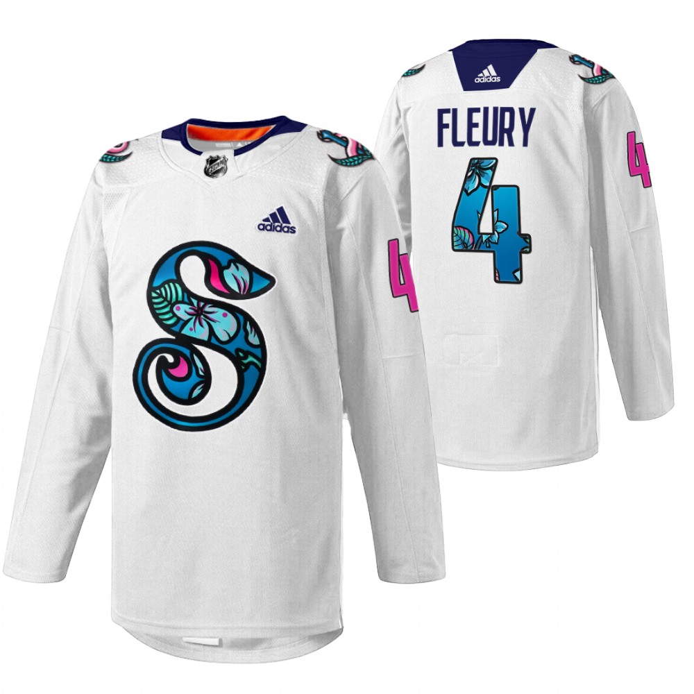 Haydn Fleury Kraken Pride Night Jersey White Warmup