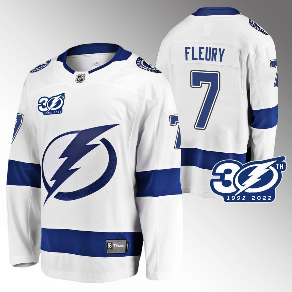 Haydn Fleury Tampa Bay Lightning Jersey 30th Anniversary White 1992-2022 Away