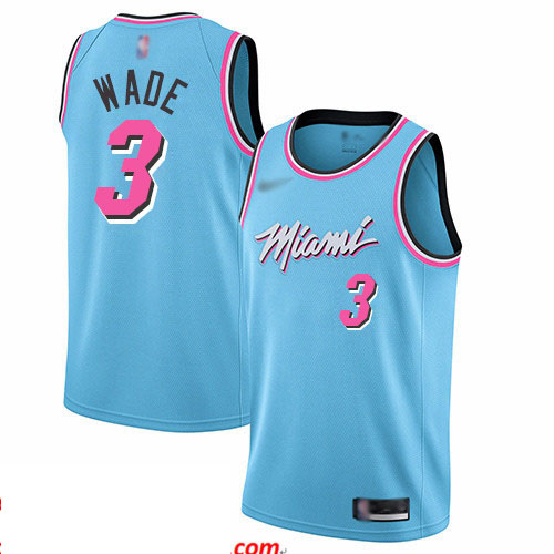 Heat #3 Dwyane Wade Blue Basketball Swingman City Edition 2019 20 Jersey