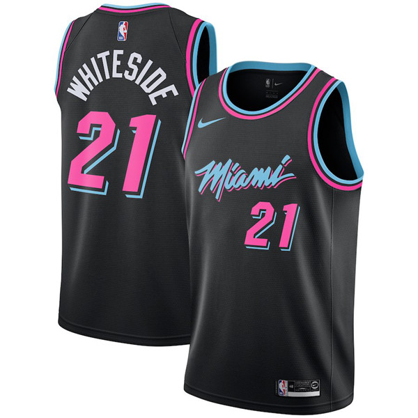 Heat 21 Hassan Whiteside Black 2018-19 City Edition Nike Swingman Jersey