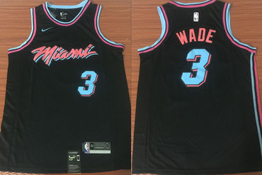 Heat 3 Dwyane Wade Black City Edition Nike Swingman Jersey
