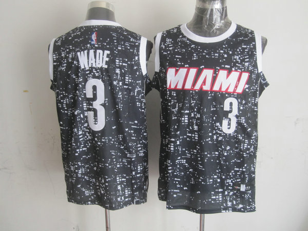 Heat 3 Dwyane Wade Black City Luminous Jersey