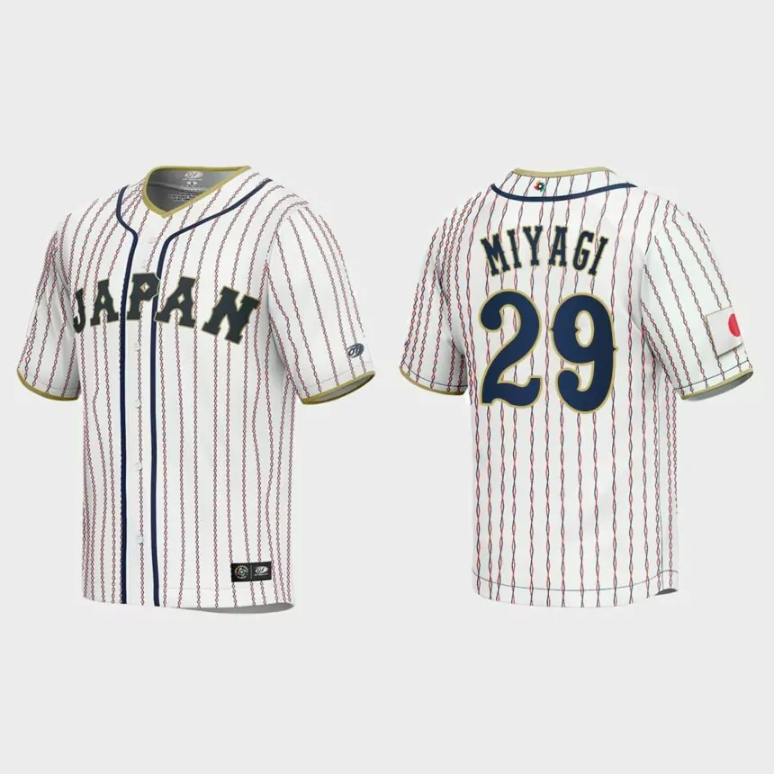 Hiroya Miyagi Japan Baseball 2023 World Baseball Classic Jersey – White