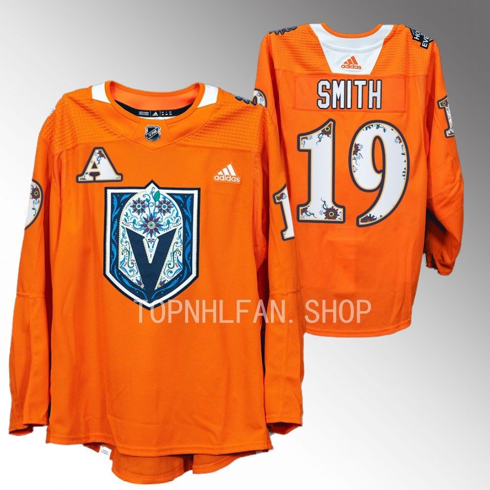 Hispanic Heritage Night Vegas Golden Knights Reilly Smith 2022 Orange Warmups Jersey men's