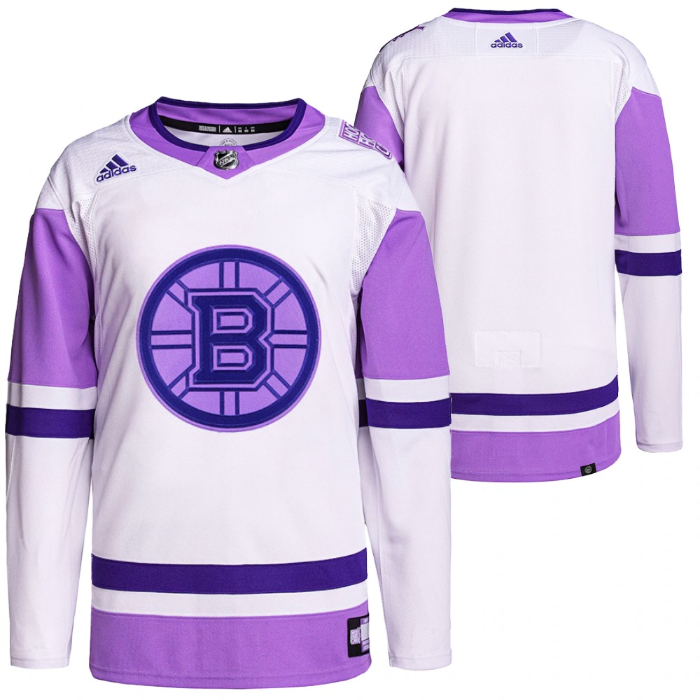 Hockey Fights Cancer Boston Bruins White Purple Jersey Primegreen Authentic Stitched