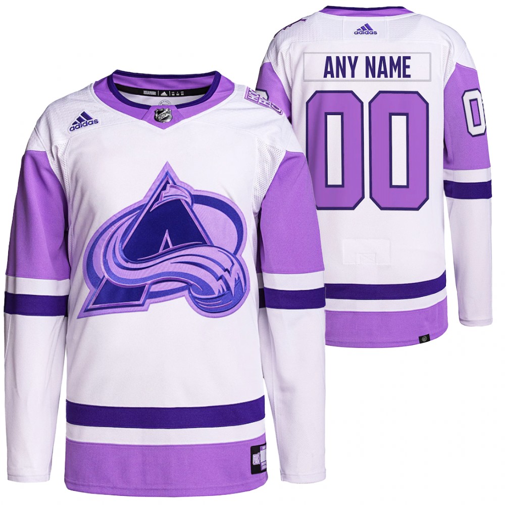 Hockey Fights Cancer Colorado Avalanche Custom White Purple Jersey Primegreen Authentic