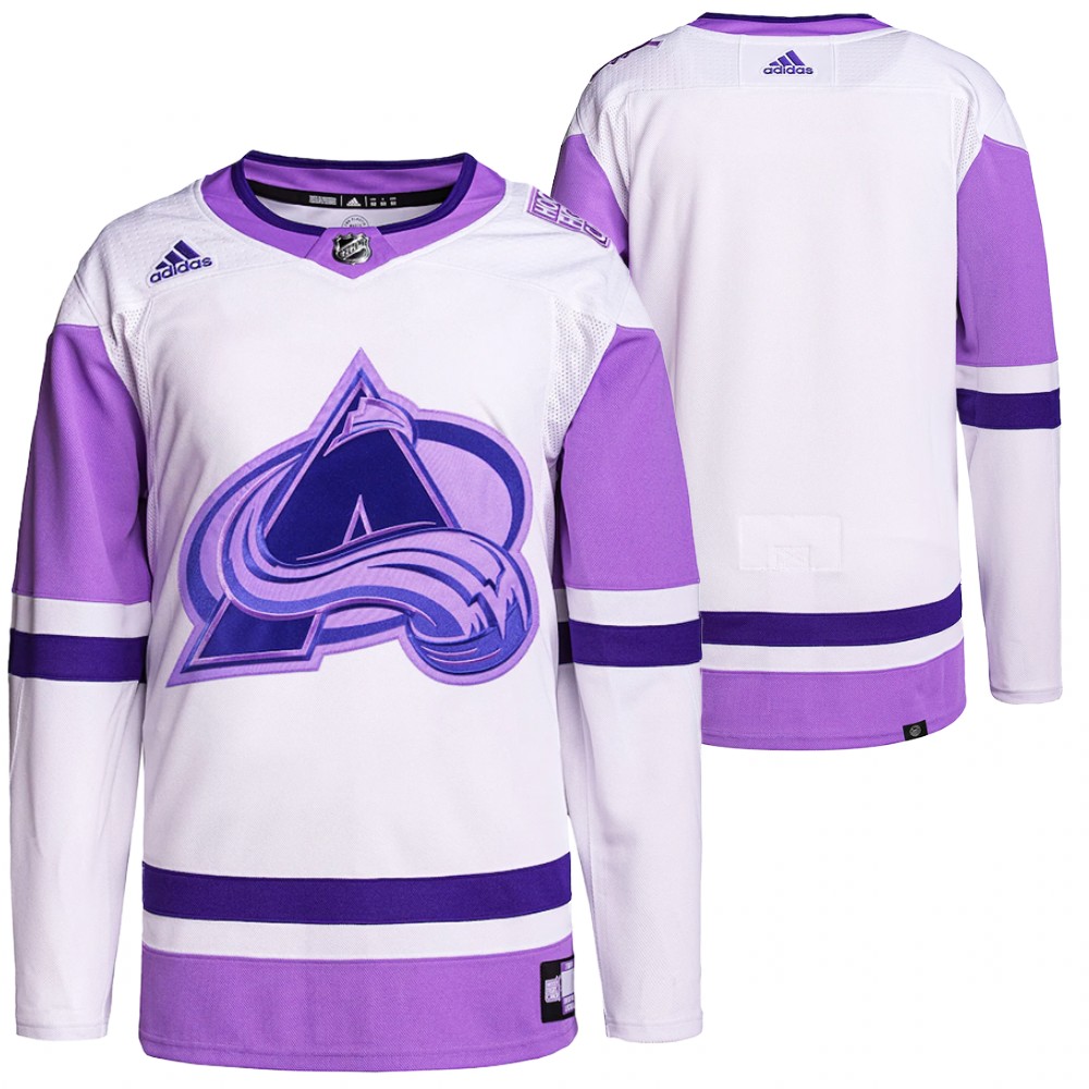 Hockey Fights Cancer Colorado Avalanche White Purple Jersey Primegreen Authentic