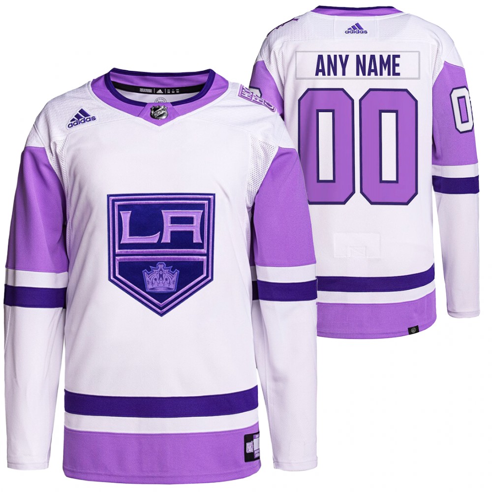 Hockey Fights Cancer Los Angeles Kings Custom White Purple Jersey Primegreen Authentic