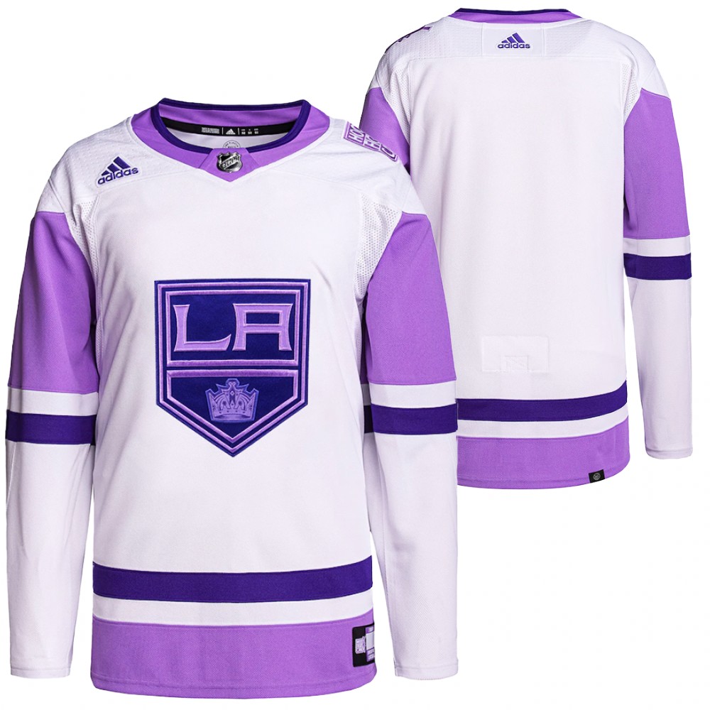 Hockey Fights Cancer Los Angeles Kings White Purple Jersey Primegreen Authentic