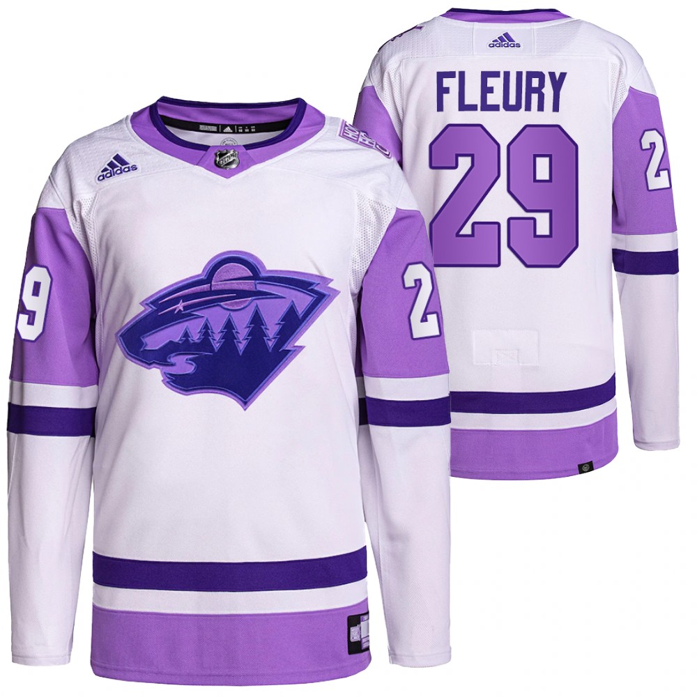 Hockey Fights Cancer Minnesota Wild Marc-Andre Fleury White Purple Jersey Authentic