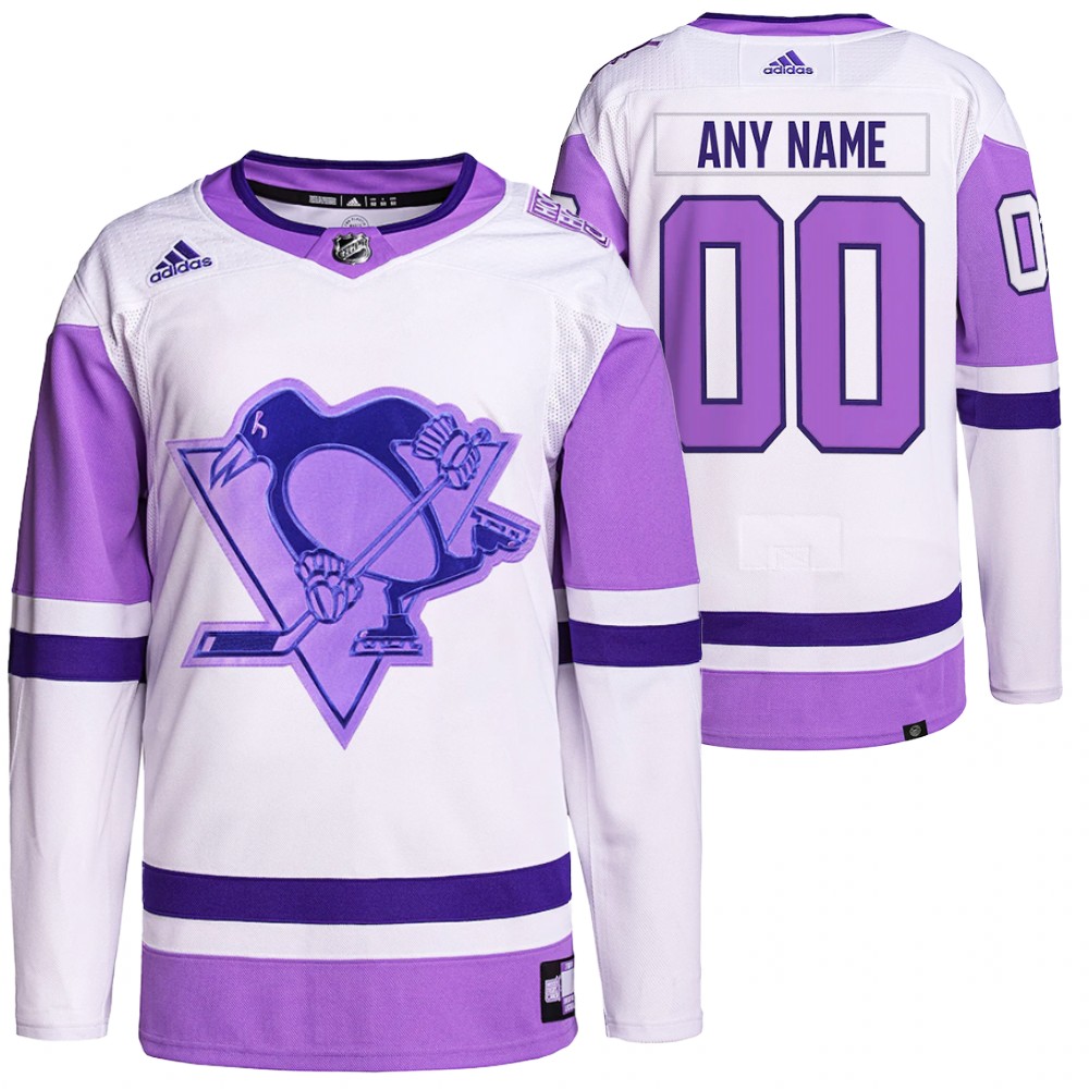 Hockey Fights Cancer Pittsburgh Penguins Custom White Purple Jersey Primegreen Authentic