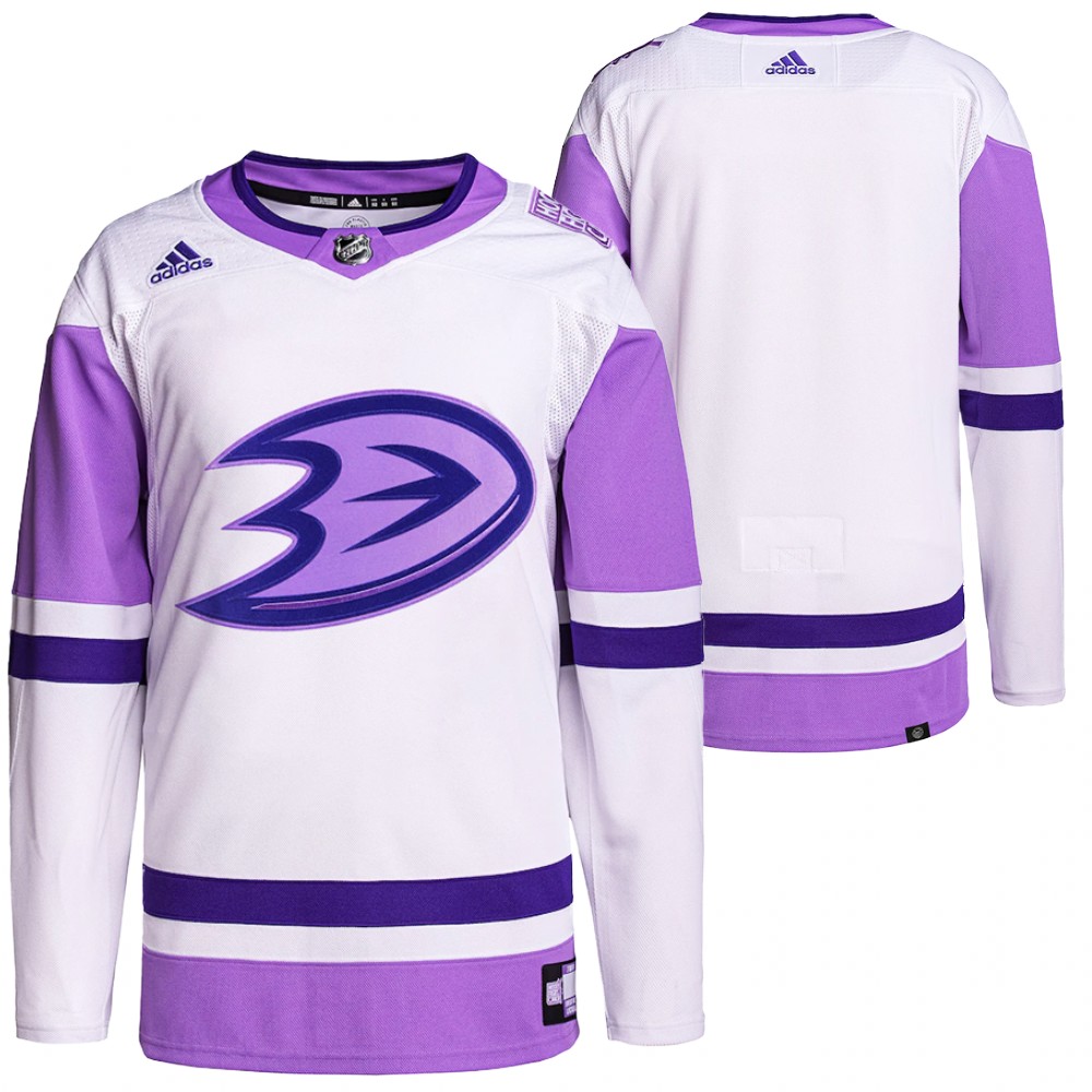 HockeyFightsCancer Anaheim Ducks White Purple Jersey Primegreen Authentic