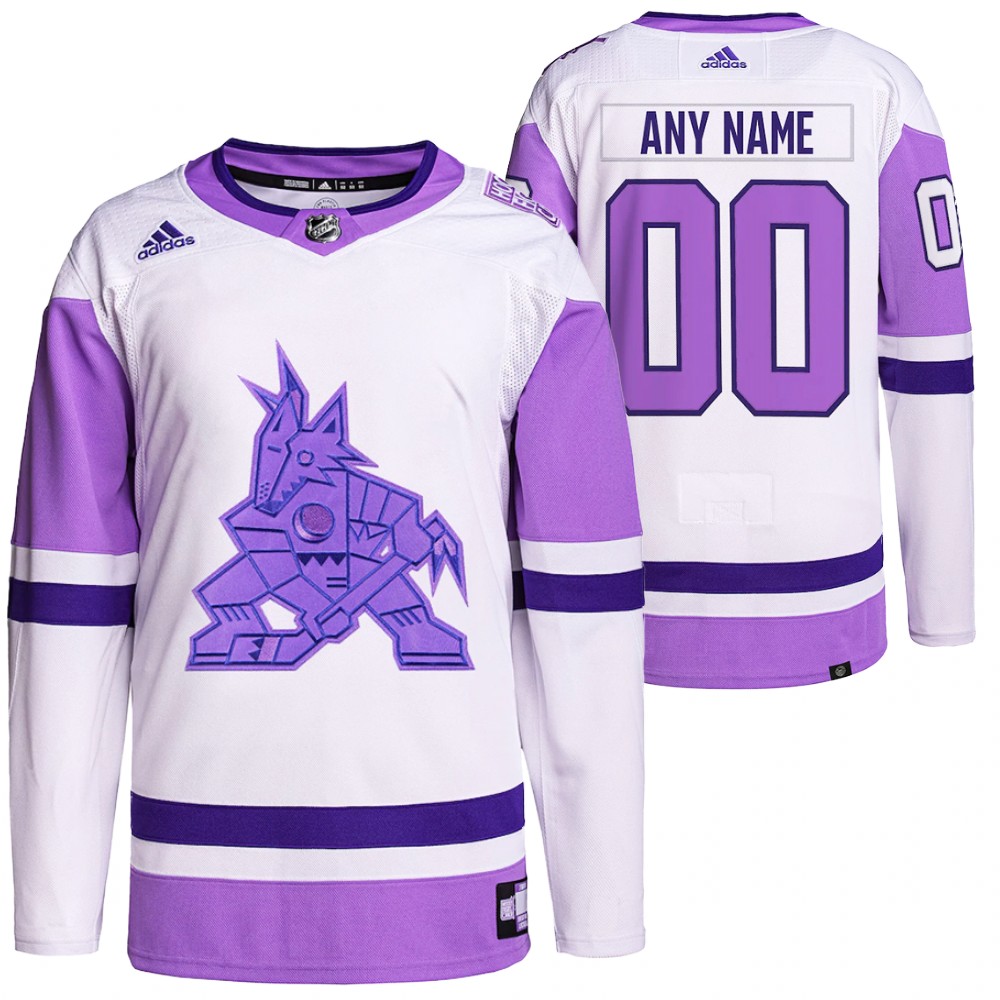 HockeyFightsCancer Arizona Coyotes Custom White Purple Jersey Primegreen Authentic