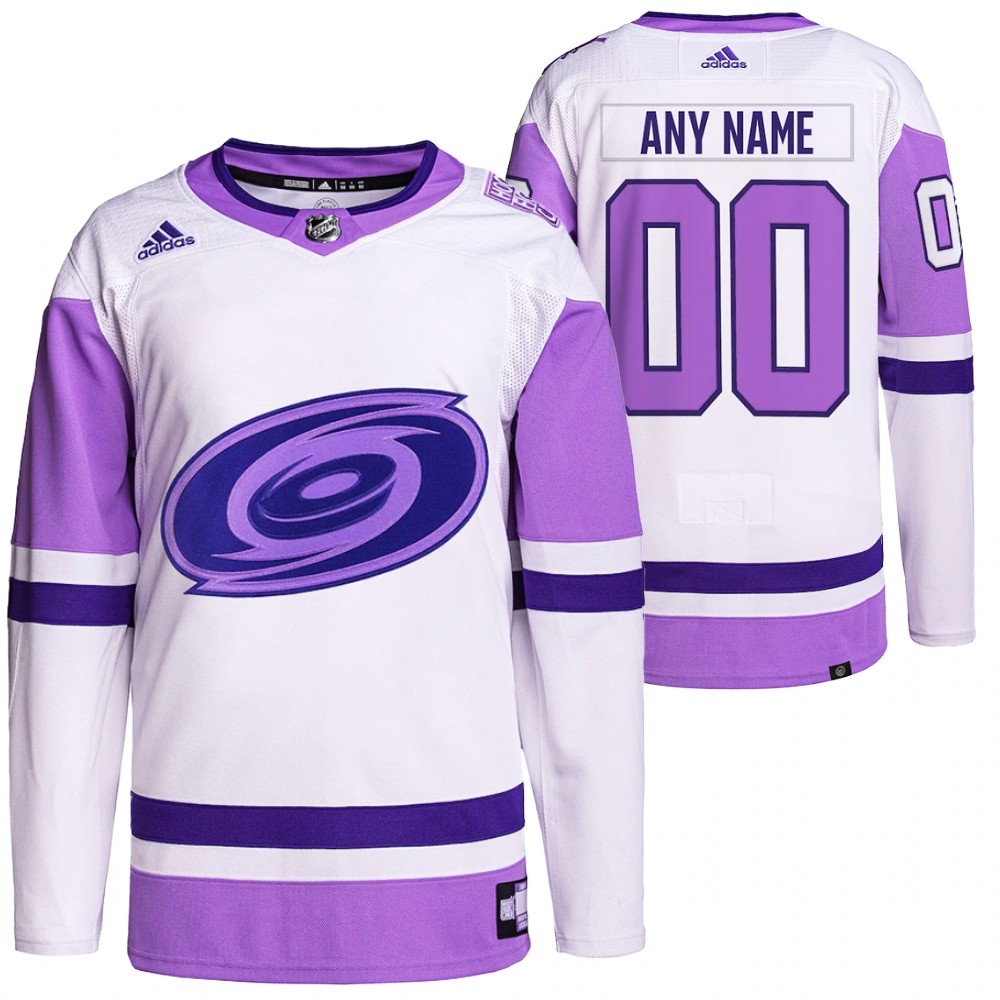 HockeyFightsCancer Carolina Hurricanes Custom White Purple Jersey Primegreen Authentic