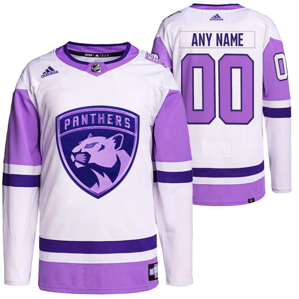 HockeyFightsCancer Florida Panthers Custom White Purple Jersey Primegreen Authentic