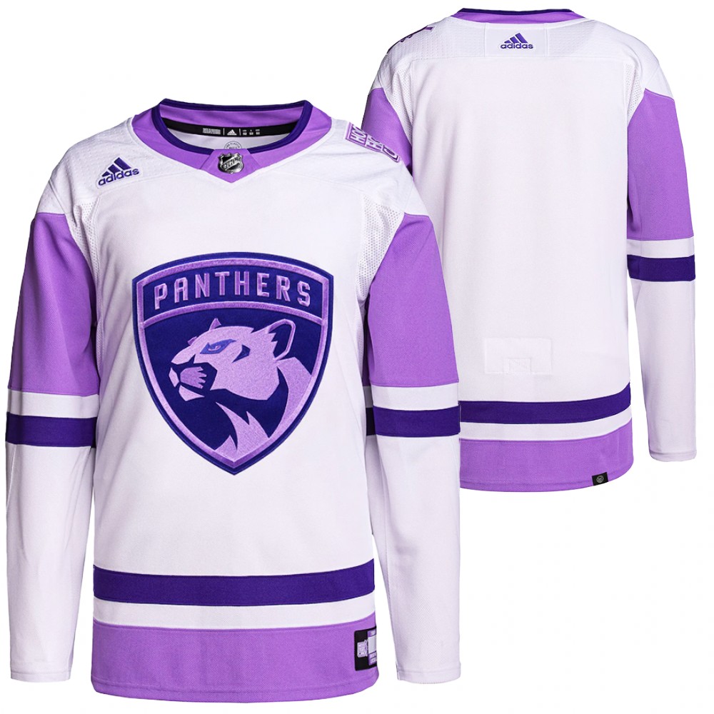 HockeyFightsCancer Florida Panthers White Purple Jersey Primegreen Authentic