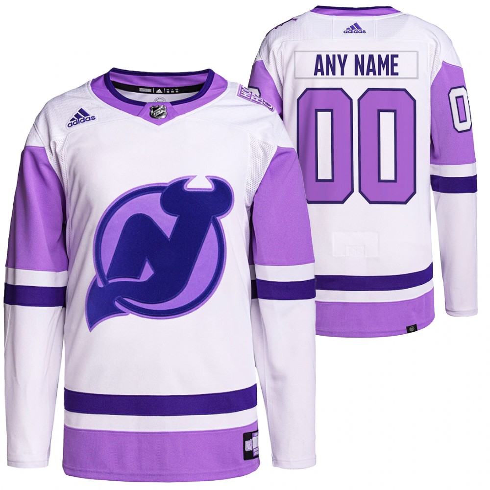 HockeyFightsCancer New Jersey Devils Custom White Purple Jersey Primegreen Authentic