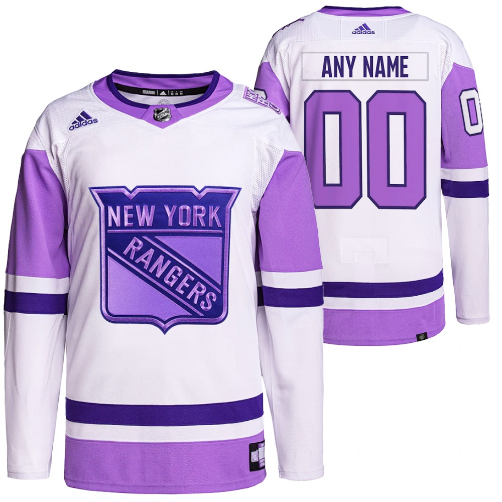 HockeyFightsCancer New York Rangers Custom White Purple Jersey Primegreen Authentic