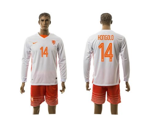 Holland #14 Kongolo Away Long Sleeves Soccer Country Jersey
