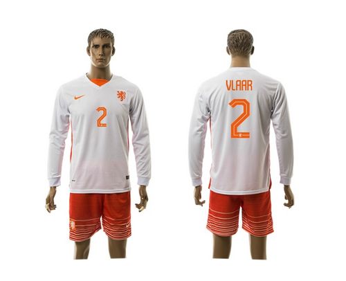 Holland #2 Vlaar Away Long Sleeves Soccer Country Jersey