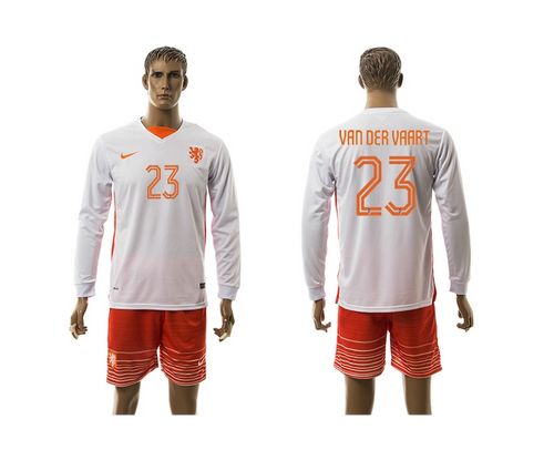 Holland #23 Van Der Vaart Away Long Sleeves Soccer Country Jersey