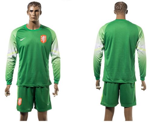 Holland Blank Goalkeeper Green Long Sleeves Soccer Country Jersey