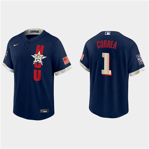 Houston Astros #1 Carlos Correa 2021 Mlb All Star Game Fan's Version Navy Jersey