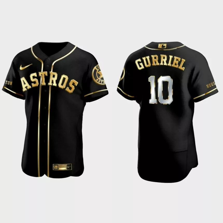 Houston Astros #10 Yuli Gurriel Golden Edition Authentic Jersey – Black
