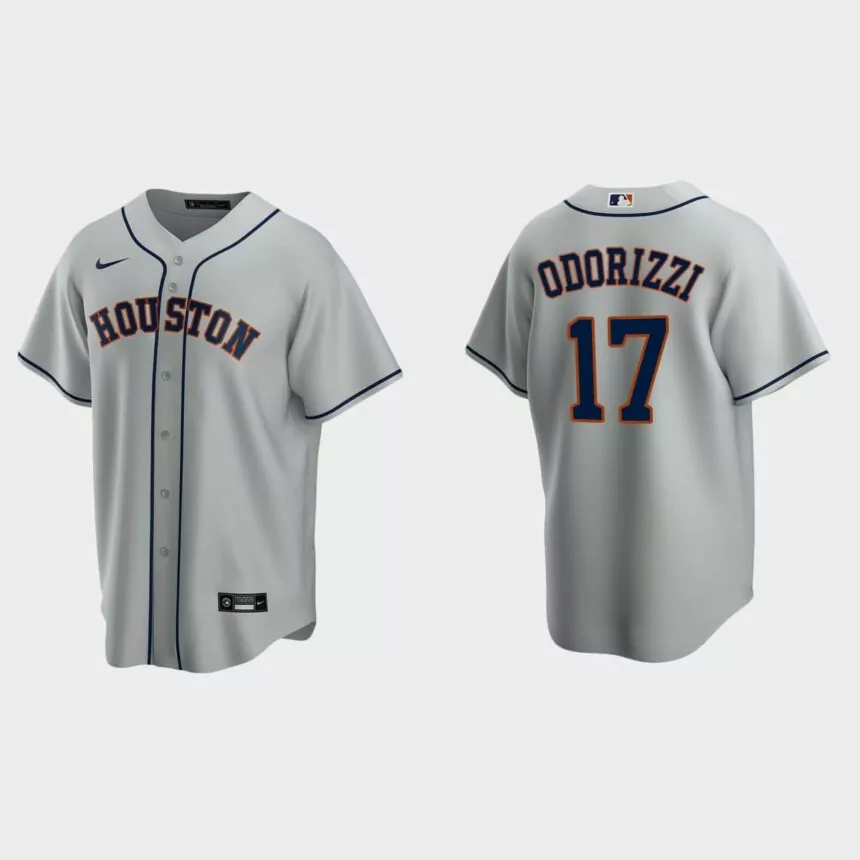 Houston Astros #17 Jake Odorizzi Replica Road Jersey – Gray