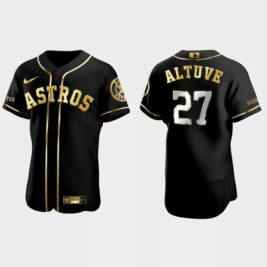 Houston Astros #27 Jose Altuve Golden Edition Authentic Jersey – Black