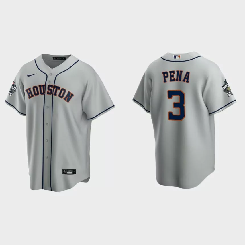 Houston Astros #3 Jeremy Pena Replica 2022 World Series Jersey – Gray