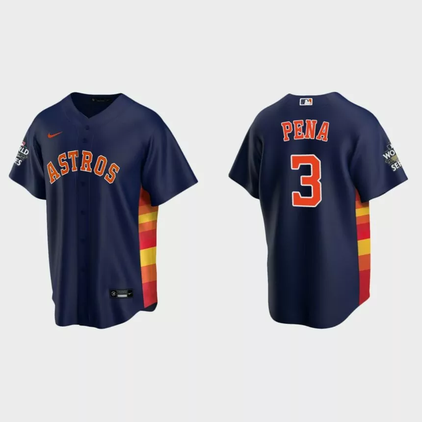 Houston Astros #3 Jeremy Pena Replica 2022 World Series Jersey – Navy